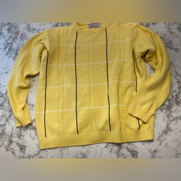 Vintage Boca Classic Men’s Yellow Preppy Gold Sweater Size Large - Picture 12 of 14